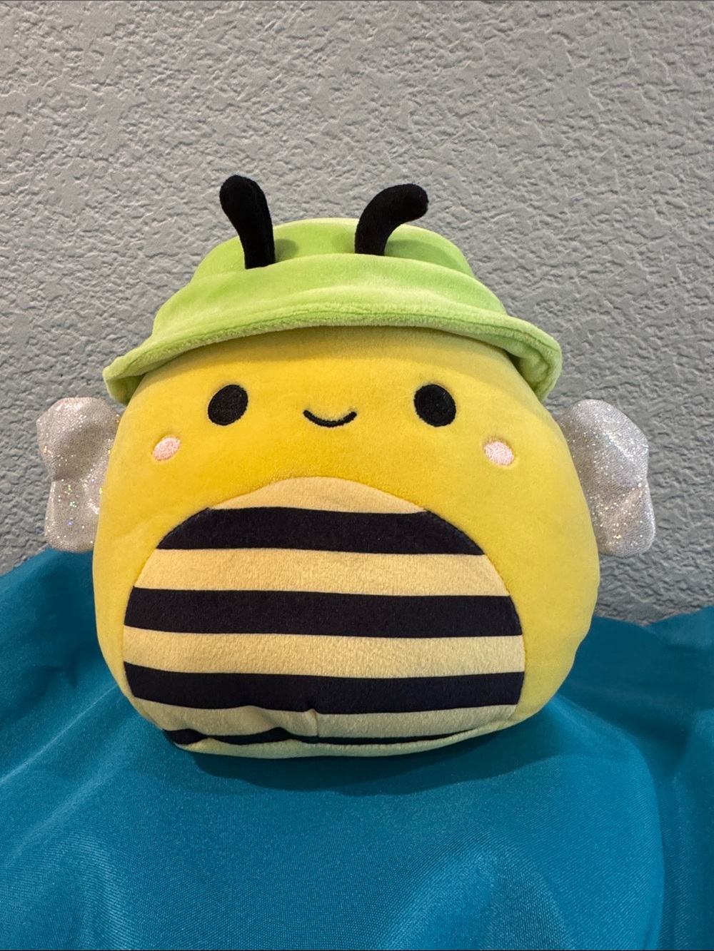 Squishmallows Sunny the Bee with Green Bucket Hat
